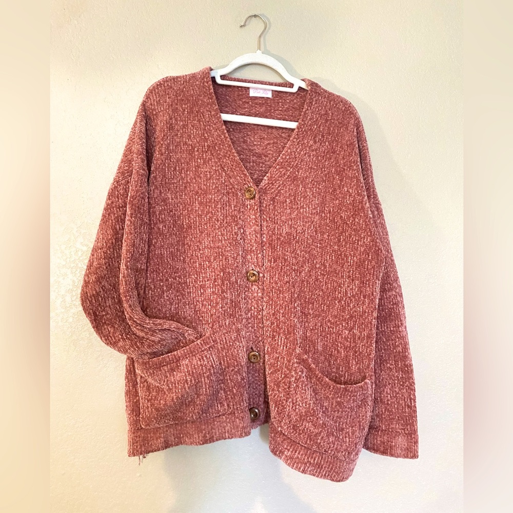 🔴SOLD🔴 Pink Lily • chenille cardigan